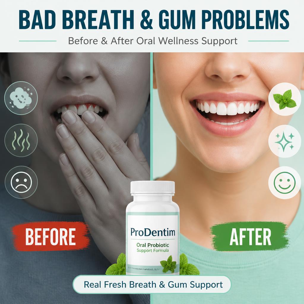 Before and after comparison showing improved oral microbiome balance with ProDentim